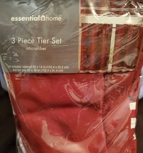 Red 3 Tier Curtains